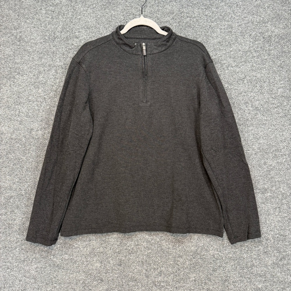 Mizzen+Main Shirt Mens Medium Gray‎ 1/4 Zip Performance Stretch Knit Mock Neck